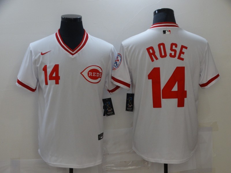 Men's Cincinnati Reds Pete Rose #14 White Stitched Jersey